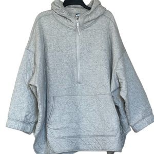 Old Navy quilted pull over 3/4 zip hoodie Oatmeal Cream Beige 4X